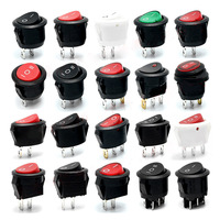 Interrupteur circulaire KCD1 rond noir rouge bleu vert pour bateau, interrupteur à bascule miniature unipolaire 250VAC 20mm
