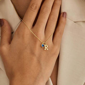 Collar con Colgante Personalizado de Acero Inoxidable 316L Chapado en Oro PVD de 14k/18k para Mujer, Joyería Fina con Letra Inicial de Zirconia - Product Image 1