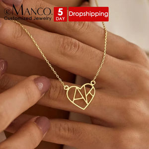 Collana Personalizzata EManco con Iniziale, Regalo di San Valentino, Pendente a Cuore con Lettera in Acciaio Inossidabile, Collana con Doppio Ciondolo - Product Image 1