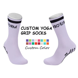 OEM Custom Designed Women's High Crew Non-Slip Grip Knitted Yoga Pilates <b>Socks</b> for Sport Fitness Indoor Floor High Quality - Product Image 2