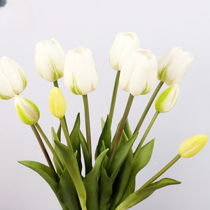 Bouquet de fleurs artificielles en caoutchouc souple, simulation de tulipes, décoration de bureau, fausses fleurs pour salon, accessoires de photographie, tulipes artificielles réalistes au toucher - Product Image 2