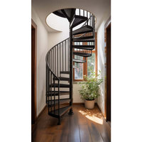 Escalier hélicoïdal en acier commercial de haute qualité pour intérieur, escalier en spirale métallique, escalier courbé en bois massif