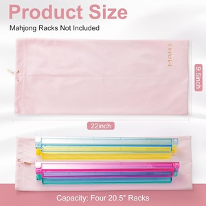 Hotselling moderne luxe roze zachte fluwelen opvouwbare milieuvriendelijke Mahjong-rek tas met trekkoord, 2 compartimenten, geschikt voor 4 rekken - Product Image 2