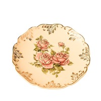 Assiettes à collation en céramique de style européen avec bordure dorée, design vintage de luxe léger – Plateaux à fruits créatifs, plats à dessert