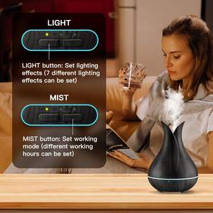 Humificador ultrasónico de aceites esenciales de 400 ml, diseño de florero con acabado de madera, difusor inteligente de vapor frío para el hogar, ¡en oferta! - Product Image 5