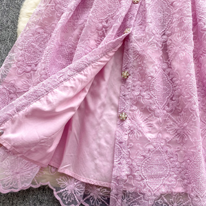 ชุดเดรสยาวปักลายลูกไม้สไตล์วินเทจฝรั่งเศสสำหรับฤดูร้อน - Product Image 6