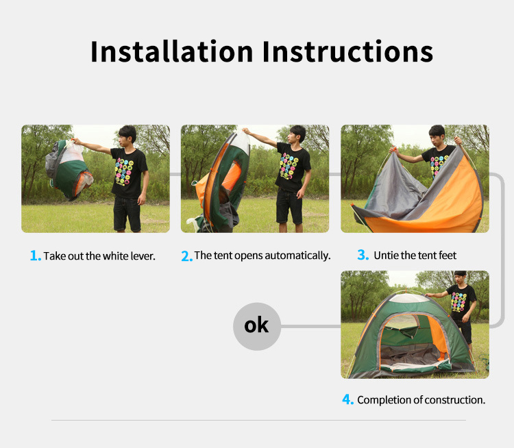 Outdoor camping folding full-automatic tent 3-4 people beach simple quick opening double manufacturer wholesale Outside Tent