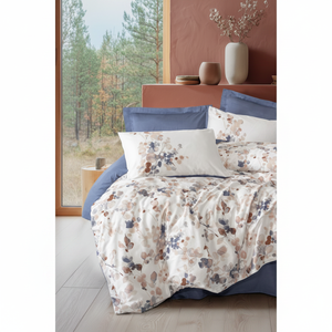 Nebulae Indigo Satin Duvet Cover <b>Set</b> Luxury Cotton Box Floral Pattern 4-Piece King Twin Sizes for Home Bedding Wedding <b>Comforter</b> - Product Image 3