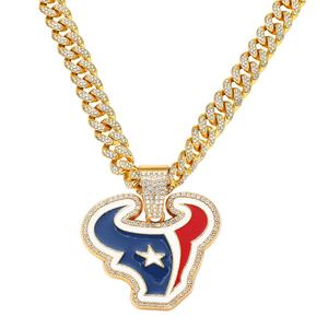 Cadena con colgante de Houston Texans personalizada, nuevo estilo, gargantillas de moda, collar, joyería helada para hombres, fiestas infantiles, aleación de Zinc - Product Image 1