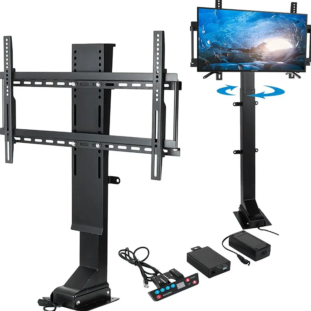 Z650 telescoping motorized height adjustable TV Stands diy tv mount with remote on floor or wall or in wooden cabinet