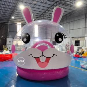 Nouvelle Tente <span class=keywords><strong>D</strong></span>ôme Gonflable Commerciale en PVC pour Aire de Jeux Extérieure, Forme Lapin Rose, Maison <span class=keywords><strong>Bulle</strong></span> avec Trampoline - Product Image 4