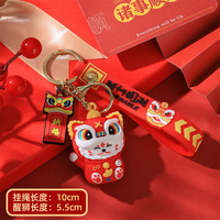 Porte-clés pendentif en caoutchouc écologique, motifs Totoro, Danse du Lion, Maneki Neko, Chat porte-bonheur, Tigre mignon, Poupée de l'Année du Dragon, style dessin animé
