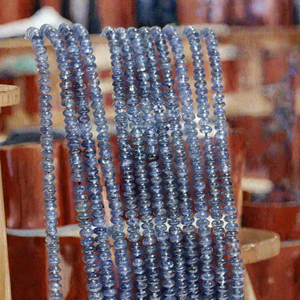 Blue Sapphire Rondelle Beads 3-4mm Natural Gemstone Loose <b>Crystal</b> Stringing Jewelry Making Handmade - Product Image 3