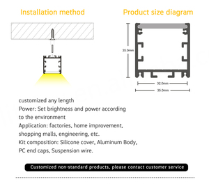 Perfil de Aluminio para Tiras LED de Alta Precisión, Luz Lineal Empotrada en Paneles de Yeso, Perfil LED para Iluminación Lineal - Product Image 3