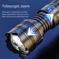 Lampe de poche LED extérieure USB Type-C avec grande puissance et zoom à longue portée en alliage d'aluminium branchies de requin refroidissant des torches puissantes