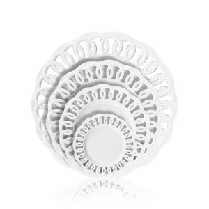 Assiettes en porcelaine blanche gaufrée à bordure ajourée, vaisselle occidentale pour steak, idéales pour restaurants, mariages, vente en gros - Product Image 2