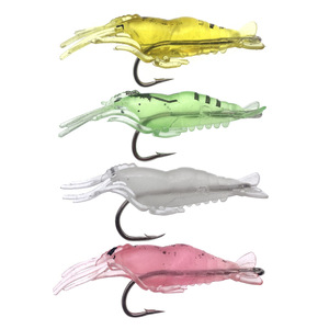 Señuelo de Pesca de PVC Suave, Cebo Realista de Camarón Artificial Pre-ensartado con Anzuelo, Camarón Artificial de Superficie para Lubina, Trucha y Pescado de Agua Dulce - Product Image 4