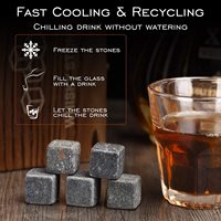 Caja de Madera Reutilizable para Bar, Cubos de Whisky de Granito para Enfriar Bebidas, Set de Regalo para Hombres