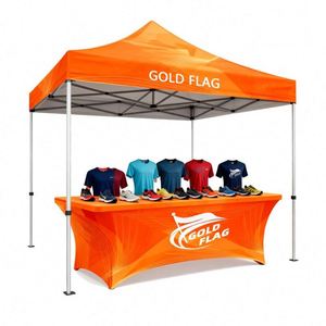 Housses de table en spandex personnalisées de style traditionnel pour événements, avec logos de marque, extensibles, portables, pour tables rectangulaires de 8 pieds, impression numérique possible. - Product Image 2