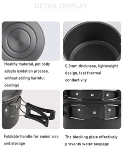 <span class=keywords><strong>Set</strong></span> di Pentole da Campeggio Multifunzionale in Alluminio per 6 Persone con Fornello Pieghevole Portatile e Teiera - Product Image 5