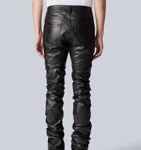 LILUO Jeans in Denim cerato di alta qualità da uomo alla moda <span class=keywords><strong>Skinny</strong></span> da uomo pantaloni in Denim impilati personalizzati con ceretta nera pantaloni da uomo - Product Image 6