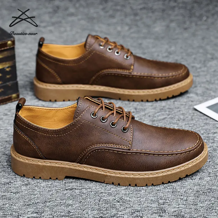 Herren Frühling und Herbst Mann Schuhe Retro-Stil Mode lässig Pu Leder Stiefel Trend Schuhe für Männer