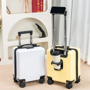 Women's 14-Inch Mini Durable Password Lock <strong>Suitcase</strong> <strong>Trolley</strong> 20x30x40 Carry-On Luggage with 4 Wheels Small Travel Case - Product Image 3