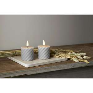 Star Trading LED-Echtwachs-Kerze Flamme Swirl Votive 7,5x5cm Grau 2 Stück - Product Image 4