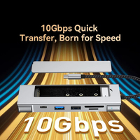 Base de Conexión USB C 8 en 1 OEM, 100W PD, 4K 30Hz HDMI, USB 3.2, 2.0, SD, TF, Doble NVME NGFF para MacBook y PC