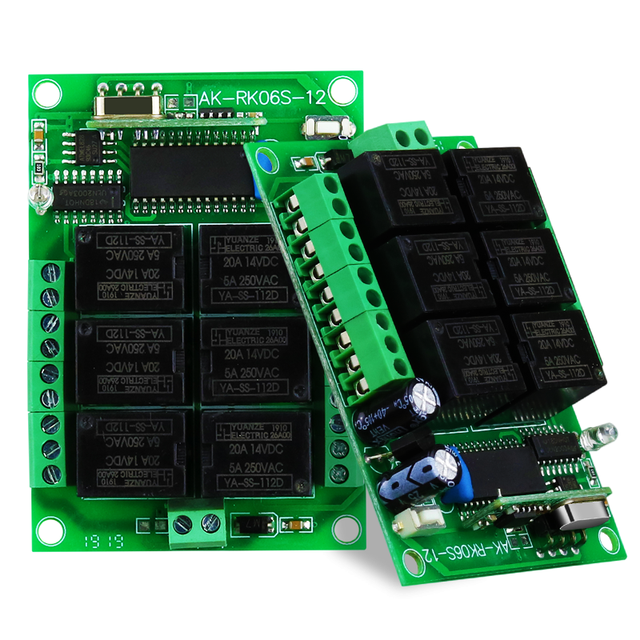DC 12V 6 Channel 315 433MHz Multi-functional Universal Relay Receiver Module RF Wireless Remote Controller Switch