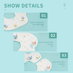 Bavoir pour bébé lavable antibactérien monocouche en mélange de coton à 8 couches avec fermeture à corde pour les nourrissons et les tout-petits - Product Image 6