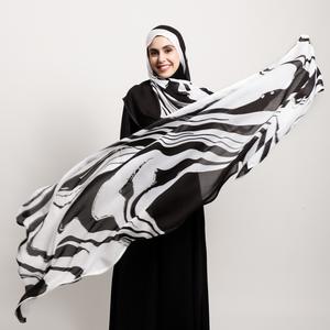 Hijab multifonction en coton modal à double aiguille imprimé à bords larges pour femmes musulmanes doux respirant traditionnel - Product Image 2