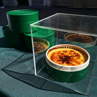 Boîte cylindrique en carton blanc de qualité alimentaire de luxe pour dessert au cheesecake brûlé à la basque et emballage personnalisé de gâteaux en tube pour boulangerie