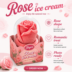 Helado de Frutas 3D Viral Realista con Sabor a Chocolate y Rosa, Puré de Frutas Naturales, Certificado HALAL, Caja de 12 Unidades - Product Image 3