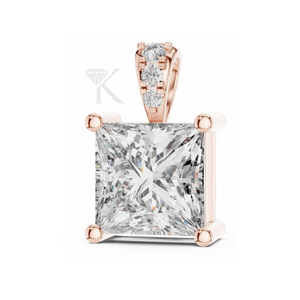 Colgante de Diamante Natural Corte Princesa Flotante Estructural, Chapado en Plata, Lujo, Certificado IGI, Elegante y Fino - Product Image 5