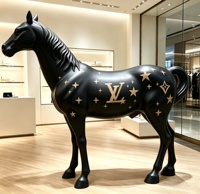 Statue de cheval en fibre de verre grandeur nature, sculpture de cheval peinte à la main pour la décoration de lieux de mariage, hôtels et halls d'accueil