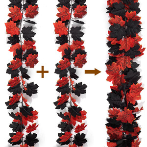 Guirlandes de feuilles d'érable artificielles en soie noires et rouges pour l'automne, 100-200 cm, pour décoration murale, maison, Thanksgiving, Noël - Product Image 3