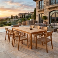 Meubles de jardin, table et chaises de jardin pour villa, ensemble de salle à manger extérieure en teck de luxe, table extérieure pour hôtel, ensemble de salle à manger extérieure pour hôtel