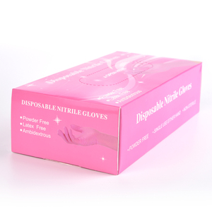 Guantes de Nitrilo Desechables Profesionales Color Rosa, Paquete de 100 Unidades, Impermeables, Antideslizantes, de Grado Alimenticio, para Salón de Uñas, Belleza, Manipulación de Alimentos y Uso Doméstico - Product Image 2