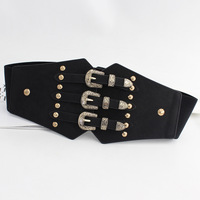 Ceinture en métal élastique pour femmes avec boucle en D et cuivre, longueur 60-80 cm - Ceinture de robe rétro tendance