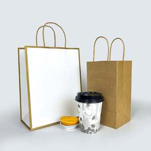 Vente chaude Fabricant professionnel Sac d'emballage alimentaire personnalisé en papier kraft imprimé à emporter avec poignée - Product Image 5