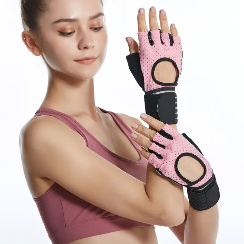 Breathable Weight Lifting Gloves Fingerless Workout Gym Gloves With Wrist Support Extra Grip For Fitness