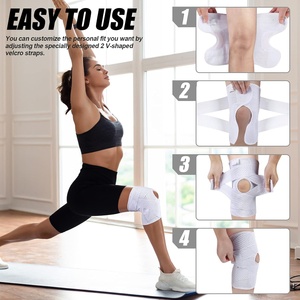 Genouillère blanche ultra-douce Air Mesh Fabric Réglable Genouillère Stabilisateurs latéraux Soutien de compression pour la douleur au <span class=keywords><strong>genou</strong></span> Ménisque - Product Image 6
