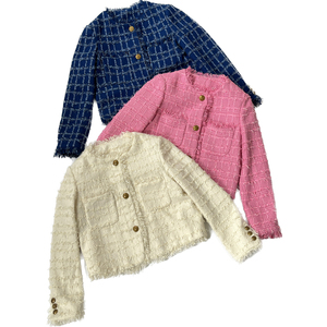 Nouveau design de costume en laine mélangée pour femmes <span class=keywords><strong>Trench</strong></span>-coat en tweed à manches longues pour femmes - Product Image 5