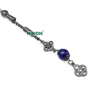 Perles de prière musulmanes unisexes en agate bleue veine de dragon de 10 mm, plaquées argent, de haute qualité, vente en gros, marque Winon