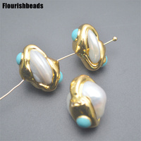 Perles en vrac de forme ovale en turquoise synthétique plaquées or pour la fabrication de bijoux fantaisie en gros