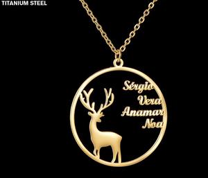 Collane regalo con alce in acciaio inossidabile nome personalizzato placcato in oro da donna collane con ciondolo a catena lunga con lettere di Natale - Product Image 3
