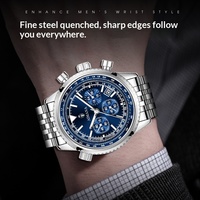 Montre pour homme tendance de marque, bracelet en acier inoxydable 41 mm, chronographe à quartz, multifonctionnelle, étanche, lumineuse