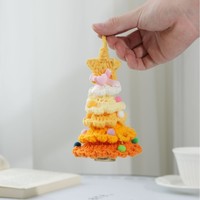 Ornements de Noël en laine pelucheuse crochetée bleue, petits ornements pour arbre de Noël, 15*7cm, pendentif de voiture doux et tendance, spécial transfrontalier