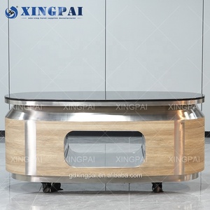 XINGPAI <span class=keywords><strong>Dubai</strong></span>/Arabe Hôtel Cinq Étoiles Banquet <span class=keywords><strong>Restaurant</strong></span> En Acier Inoxydable Personnalisé Table De Buffet Mobile Avec Plateau En Marbre - Product Image 2